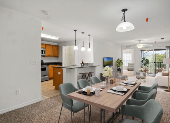 Dining Room, Kitchen and Living Room