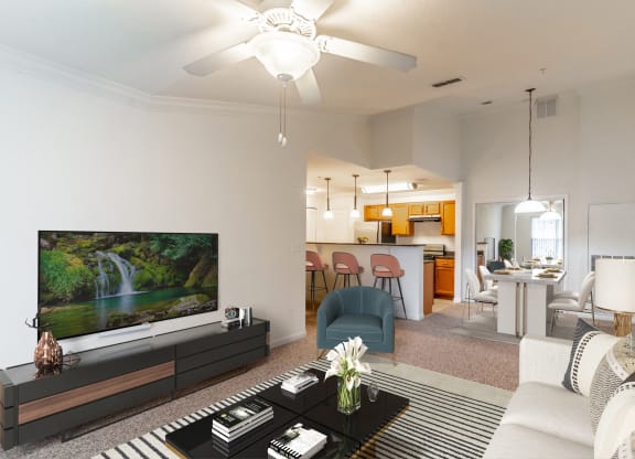 a living room with a couch and a coffee table