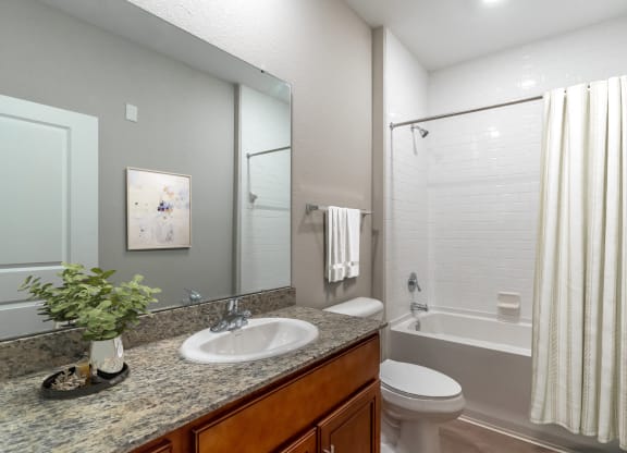 bathroom with tub and sink and shower