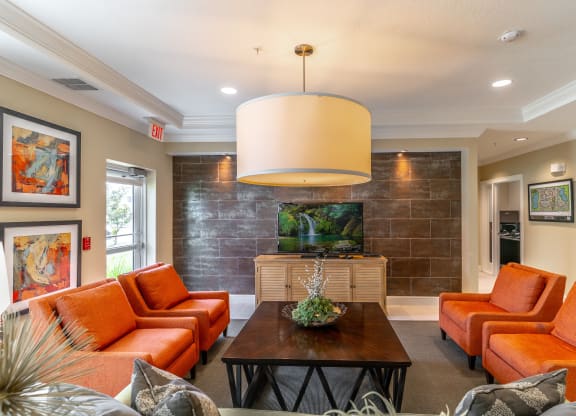 clubhouse area with couches and tv
