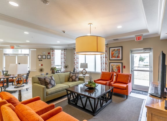 clubhouse area with couches and tv