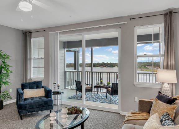 Lake view single suite living room
