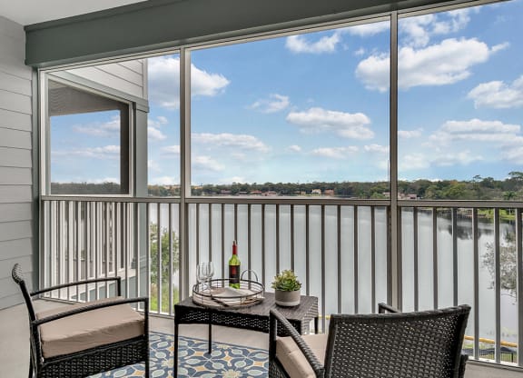 Lake view single suite living room
