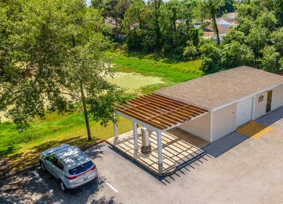 a car car center with overhang
