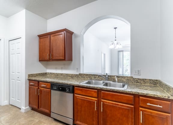 a kitchen with a sink and a dishwasher