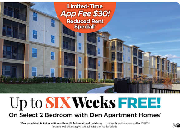 Up to Six Weeks Free on Select 2 Bedroom with Den Apartment Homes