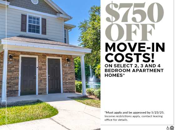 $750 OFF Move-In Costs on Select 2, 3 and 4 Bedroom Apartment Homes