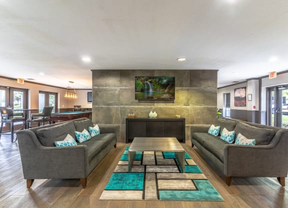 clubhouse area with couches and tv