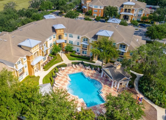 a aerial view of the pool at the resort at governors crossing