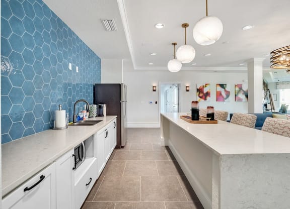 clubhouse kitchen area with island