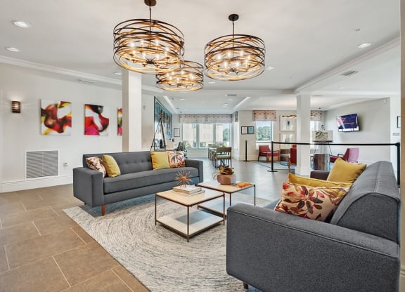 a view of the clubhouse seating area with couches