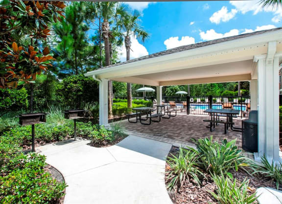 Courtyard with covered picnic area