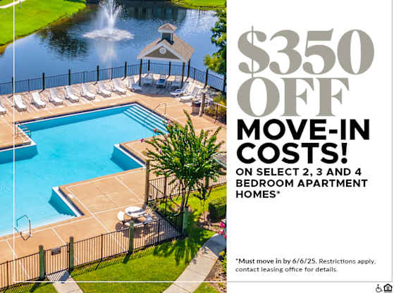$350 OFF Move-In Costs on Select 2, 3 and 4 Bedroom Apartment Homes