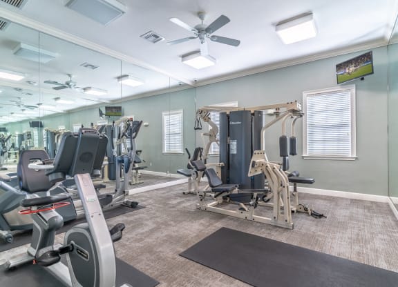 the gym at the whispering winds apartments in pearland, tx