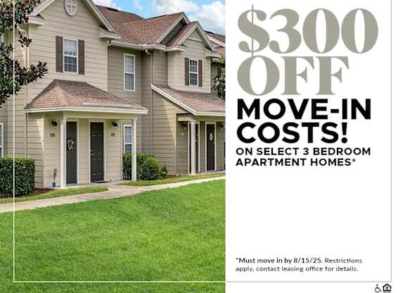 $300 OFF Move-In Costs on 3 Bedroom Apartment Homes