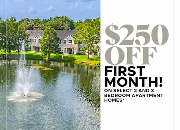 $250 OFF FIRST MONTH on Select 2 and 3 Bedroom Apartment Homes