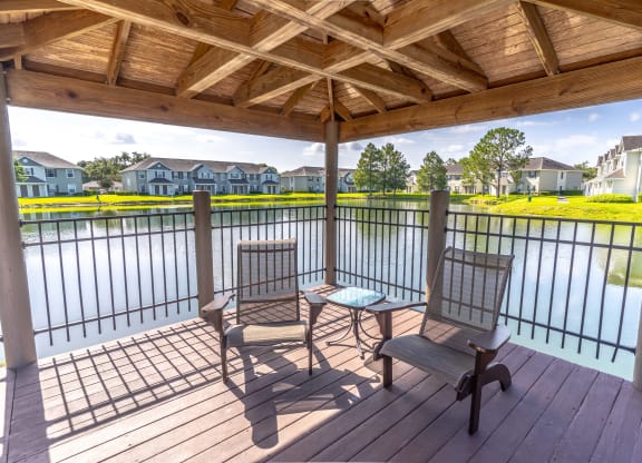 Covered Deck Overlooking Pond