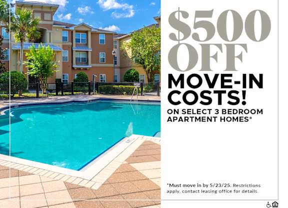 $500 OFF Move-In Costs on Select 3 Bedroom Apartment Homes