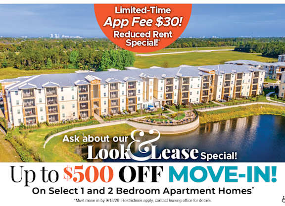 Up to $500 Off Move-In Costs on Select 1 and 2 Bedroom Apartment Homes* Ask About our Look and Lease Special!