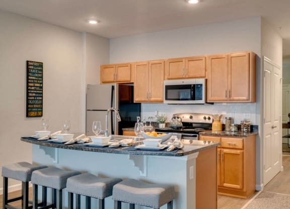 Lake view single suite kitchen