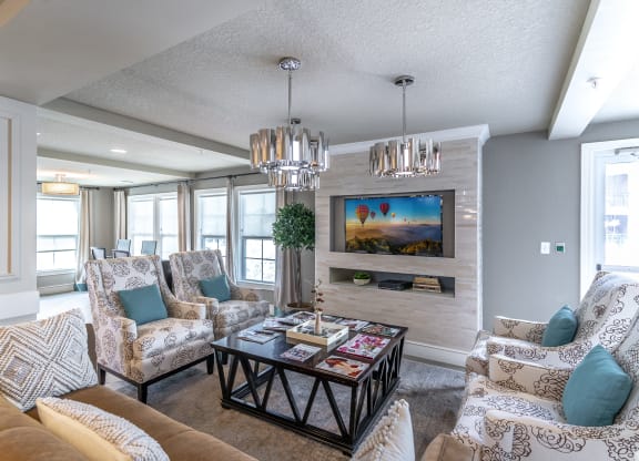 clubhouse area with couches and tv