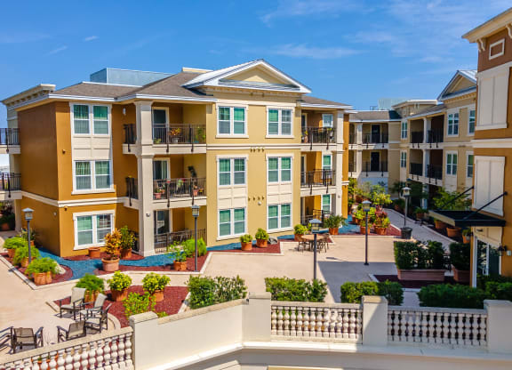 an aerial view of an apartment complex