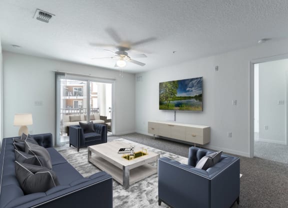 a living room with couches and a coffee table