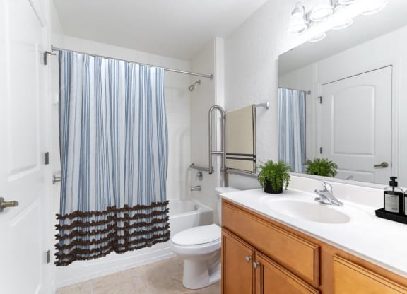 a bathroom with a shower toilet and sink