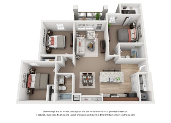 Three Bedroom Two Bath w/Patio