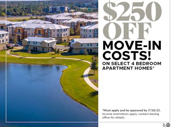$250 OFF Move-In Costs on Select 4 Bedroom Apartment Homes