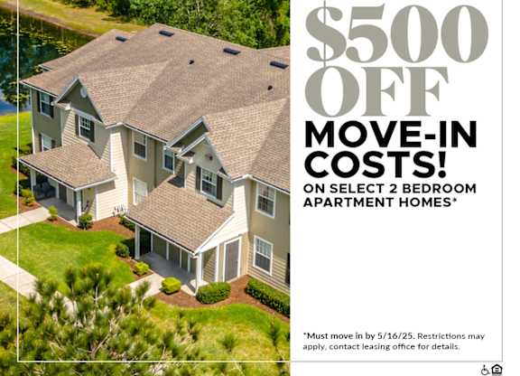 $500 OFF Move-In Costs on Select 2 Bedroom Apartment Homes