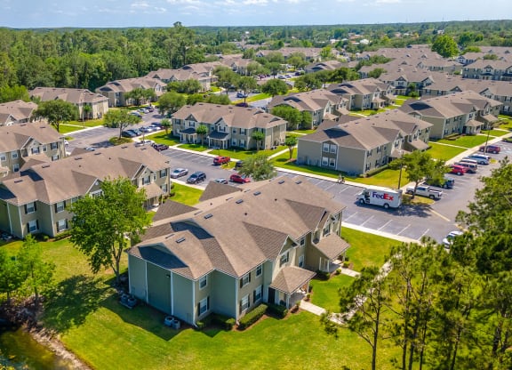 aerial view of apartment complex