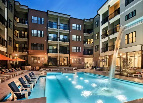 Resort Style Pool in Evening