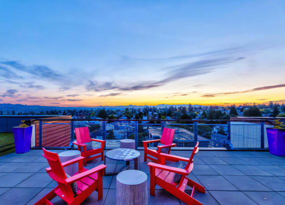 Ballard Lofts Outdoors Open Air Party Patio with Fire Pits and Seating Areas