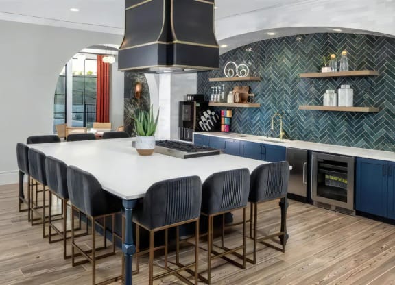 Broadstone Upper Westside Community Clubhouse Modern Clubroom with Flatscreen TV and Full Kitchen