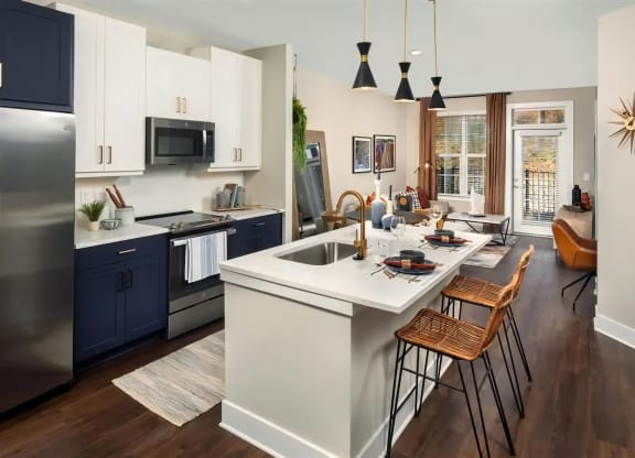 Broadstone Upper Westside Apartments Kitchen Gourmet Kitchen with Chef Inspired Stainless Steel Appliance Package