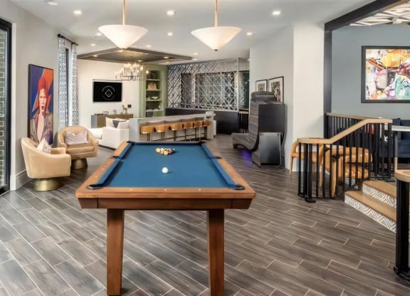 Broadstone Upper Westside Community Entertainment Game Room with Billiards