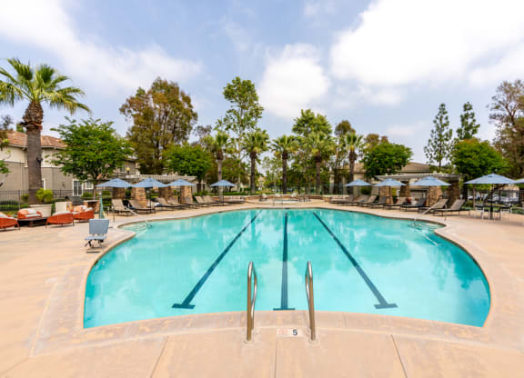 Rancho Cucamonga, CA, Luxury Apartments for Rent - Camino Real - Gated Resort-Style Pool Area with Spa and Cabanas