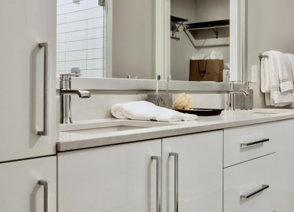 Double Vanity Sinks with Cabinet Storage