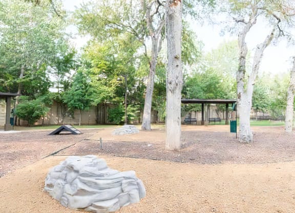 Outdoor Dog Park with Scenic Landscaping and Seating