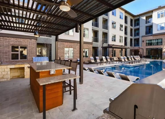 Private Courtyard with Bar Seating and Pool