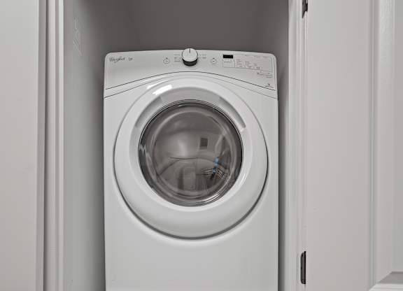 In-Unit Whirlpool Washer and Dryer Set for Convenient Laundry