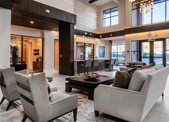 Welcoming Resident Lobby Featuring Lounge Area and Workspaces