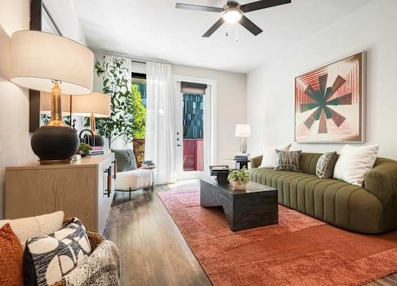 Living Room with Balcony Access and Modern Furnishings