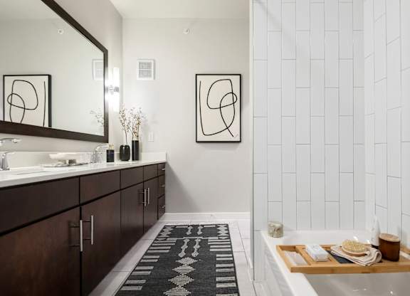 Double Bath Vanity with Modern Fixtures and Ample Counter Space