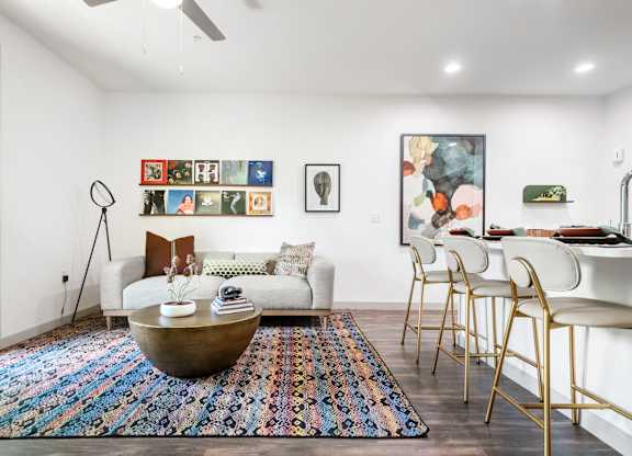 Vibrant Living Room with Open Kitchen