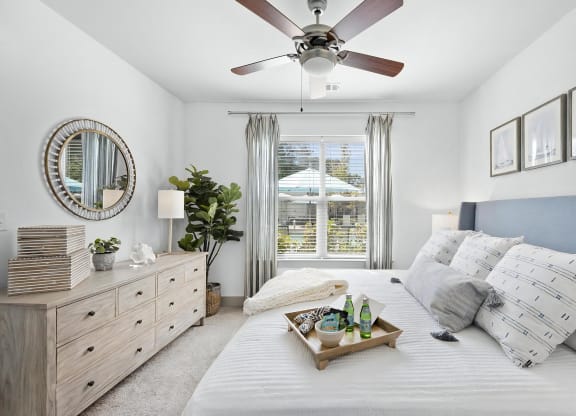 Oversized Bedroom with King-Size Accommodations and Ceiling Fan