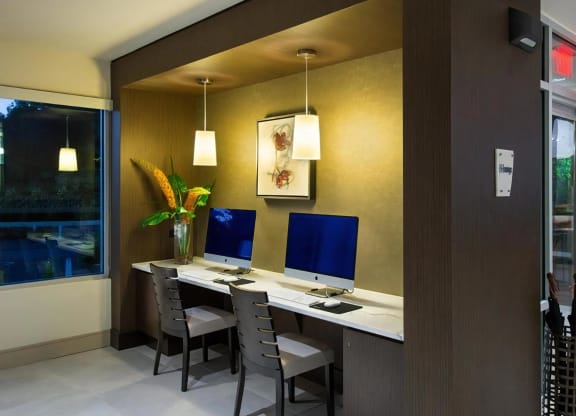Resident Lounge Business Center with Desktop Computers