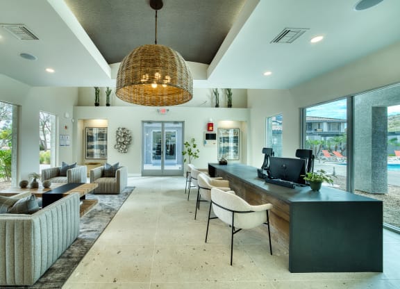 Mountainside Lobby Modern Welcome Lobby with Gathering Spaces