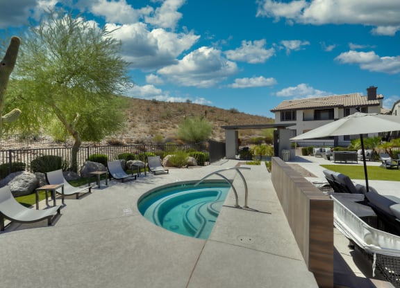 Mountainside Pool Resort Style Heated Pool with Lounge Seating